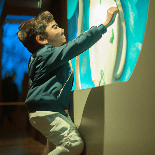 ילד באינטראקציה עם תערוכה במדאם טוסו